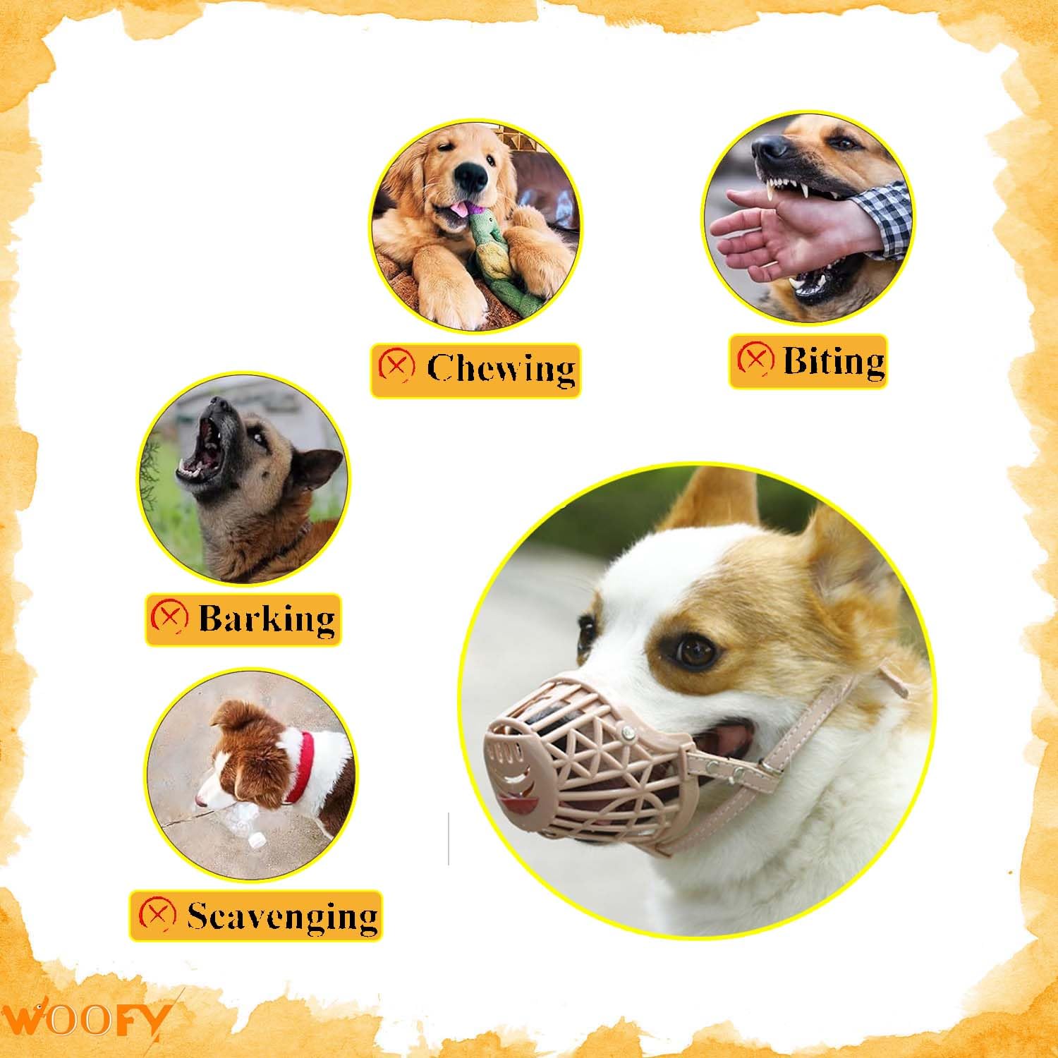 Woofy Dogs Mouth Cover muzzles | Anti-Biting Soft Plastic Dog Muzzle | Dog Mouth Cap | bite Guard with Adjustable Handy Strap for Small and Medium Breed Dogs (No- 3 (S)) 2