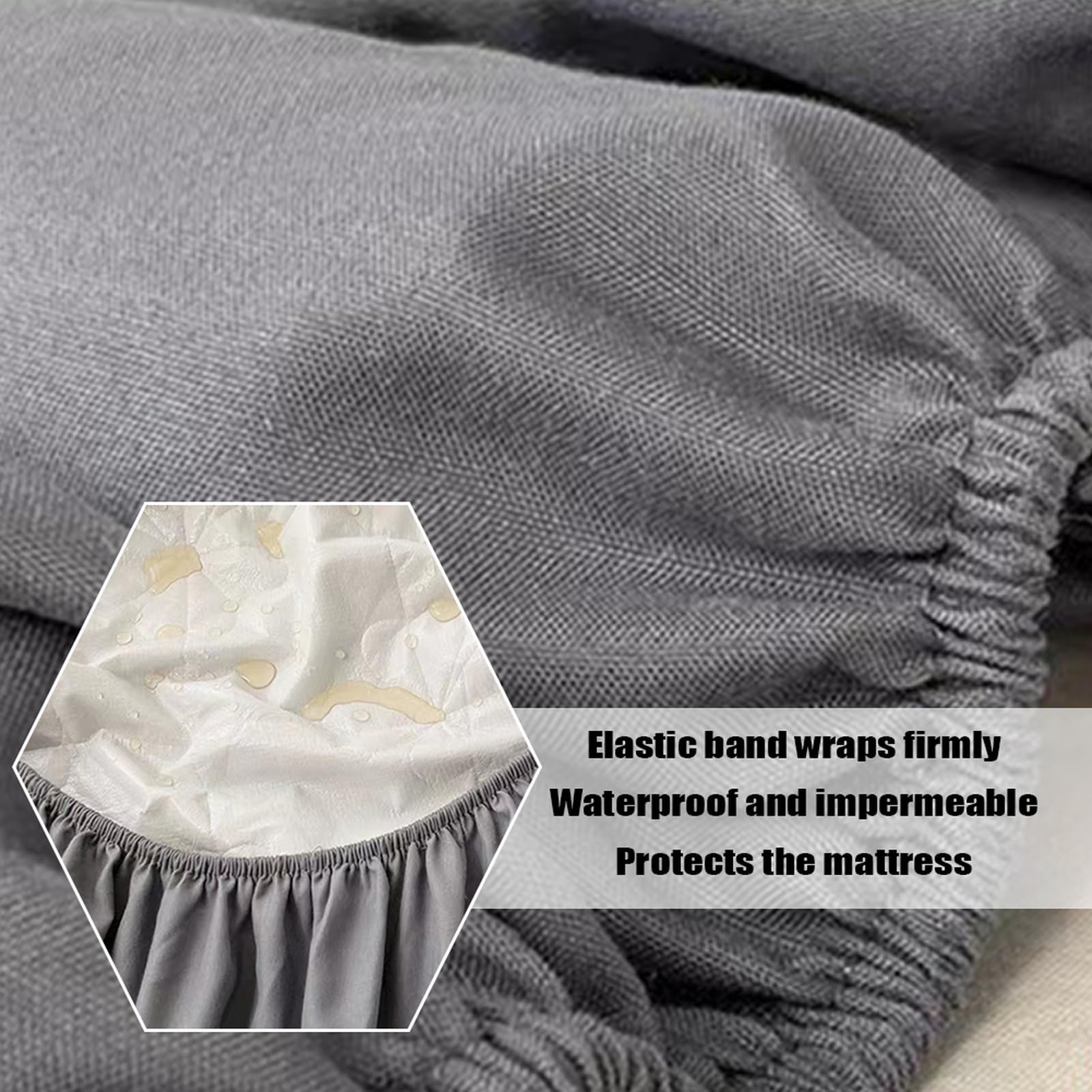 Sábana bajera ajustable individual de 150 x 200 + 30 cm, protector de colchón impermeable, color blanco, fácil de usar y se ajusta elásticamente alrededor de tu colchón