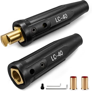 LC-40 Welding Cable Connector, Welding Lead Connectors, 1PK Male & Female | 1 Pack LC-40 welding leads quick connector for welding machine leads, 1/0 and 2/0 cable size capacity, 350 amps max rating