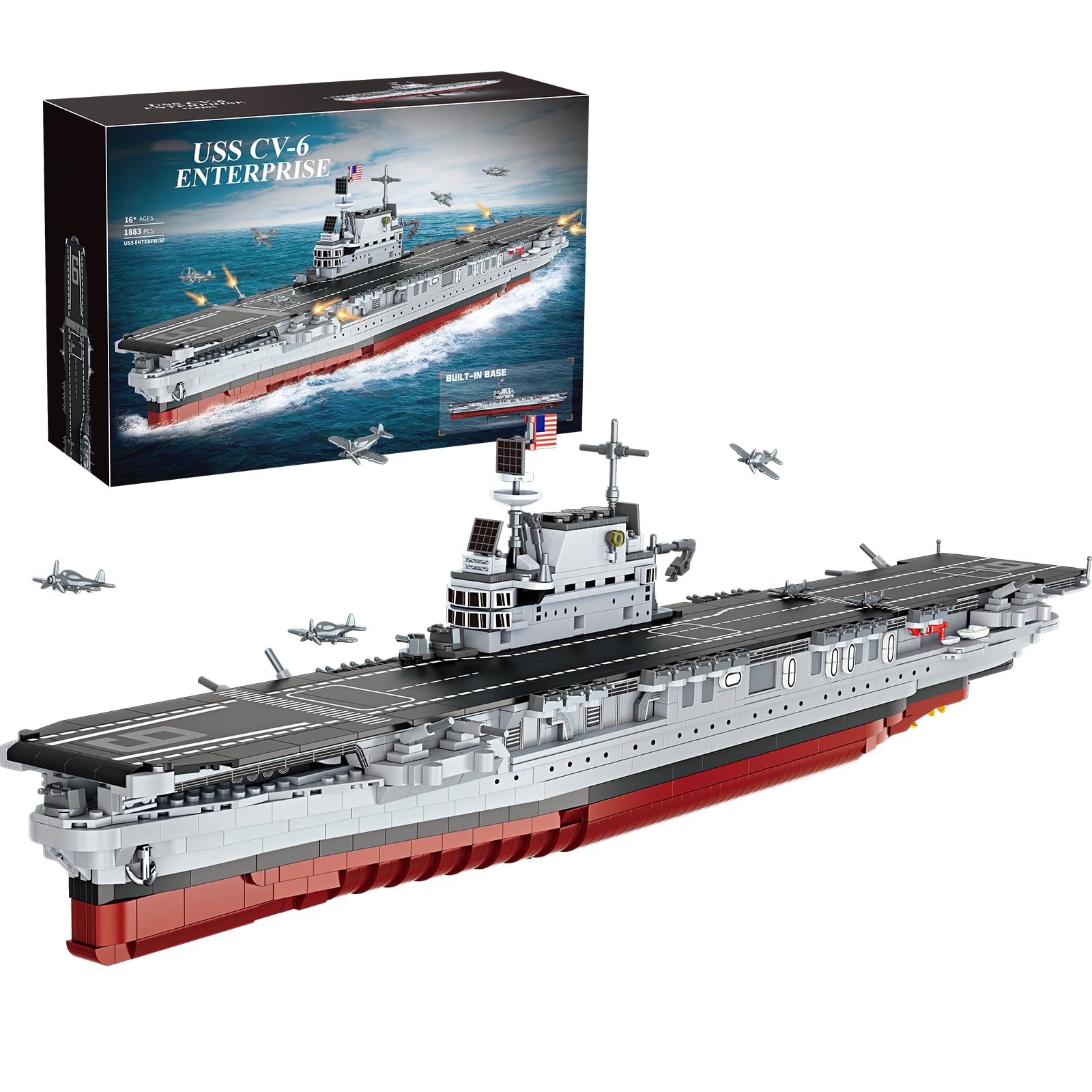 muuchuu Kit di Costruzione di Nave da Guerra Militare per Adulti, Modello di Nave da Guerra USS CV-6 Enterprise per Esposizione, Grande Nave WW2, Regalo per Bambini e Collezionisti, Decorazione (1883