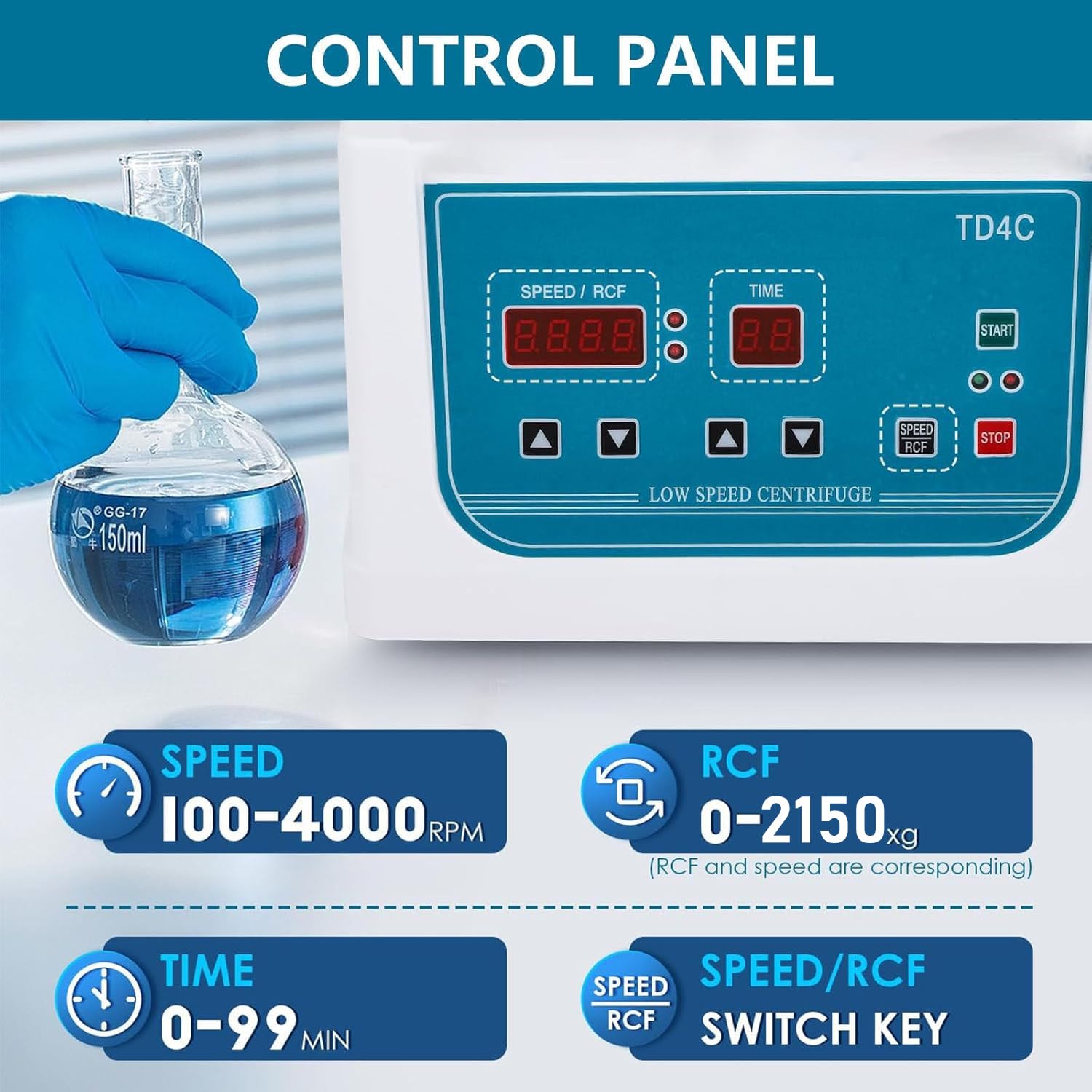 TsoLay Centrifuga Elettrica da 4000 Giri/min, Centrifughe da Laboratorio da Banco da 60 W, 8 Centrifughe da Tavolo a Bassa velocità da 15 Ml, Timer da 0 a 99 Min, Rotore Composito, per Sangue/siero
