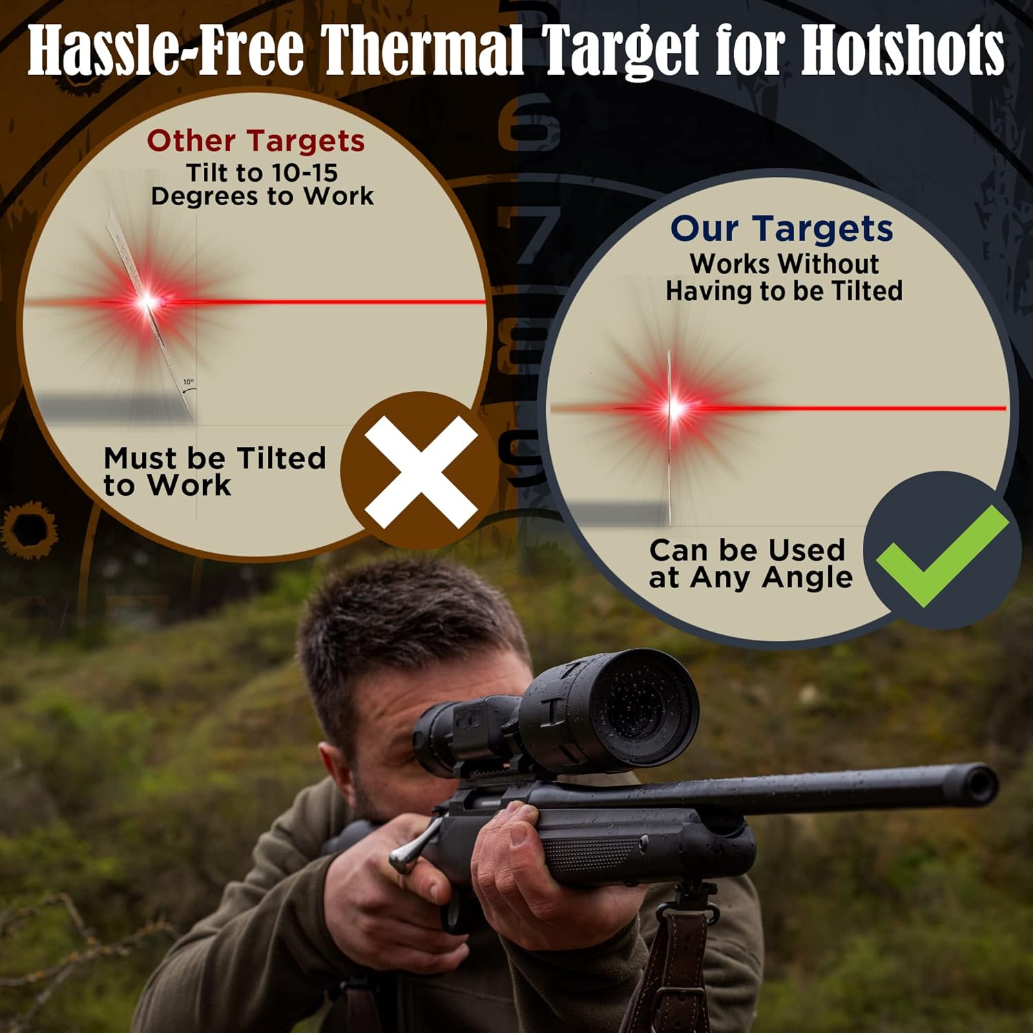 5-Pack Zeroing Thermal Targets with Diamond Bullseye – Extra-Bright Passive Rifle Shooting Range Targets for Easy Outdoor Zeroing Practice