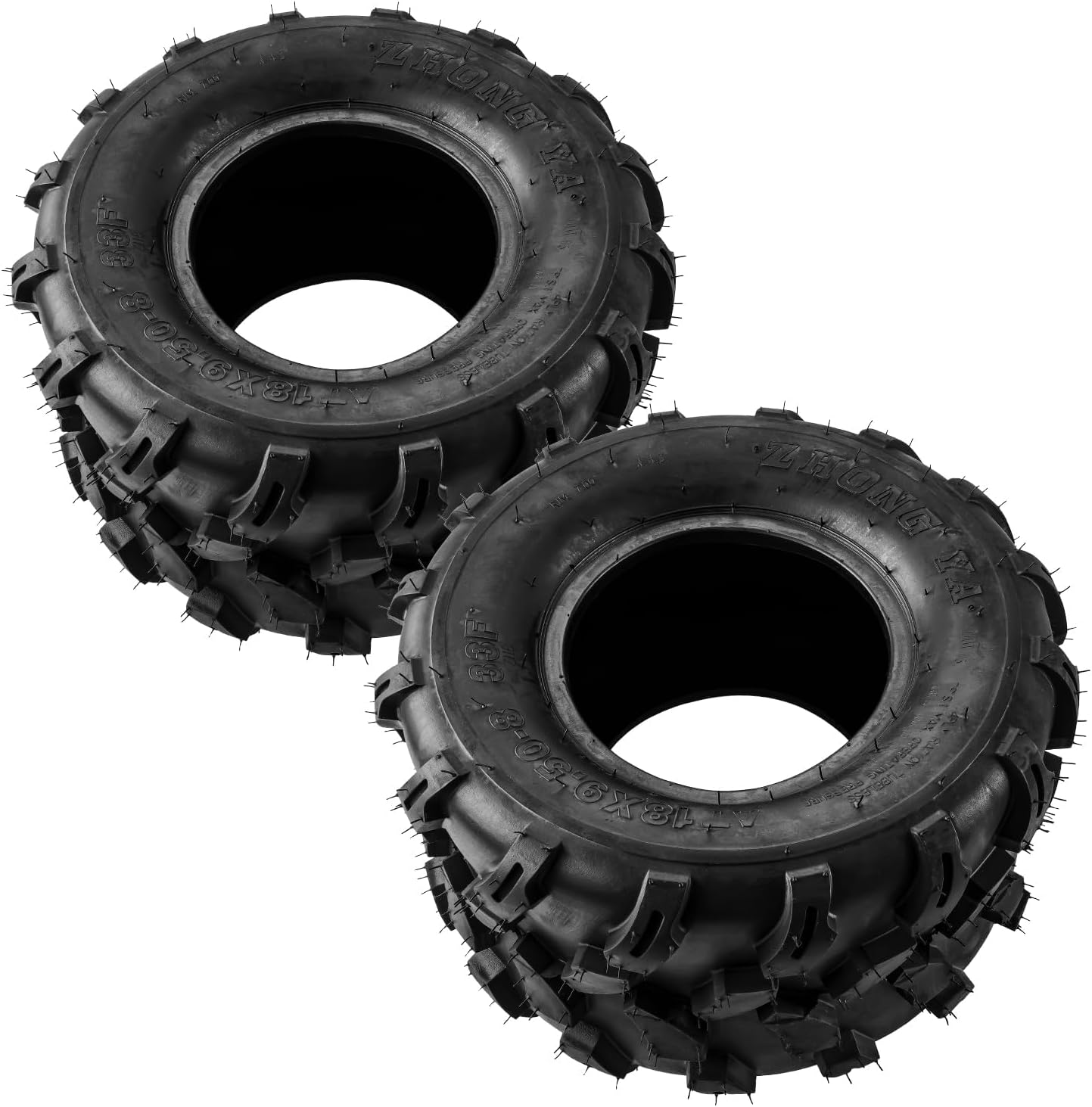 KAX 2 Pack 18x9.5-8 ATV All Terrain Tires, 4 Ply Bias Tires for Quad, UTV and Side by Side Hybrid Tread for Dirt, Snow and Trail Riding, Fits 18x9.5-8（Z-124)