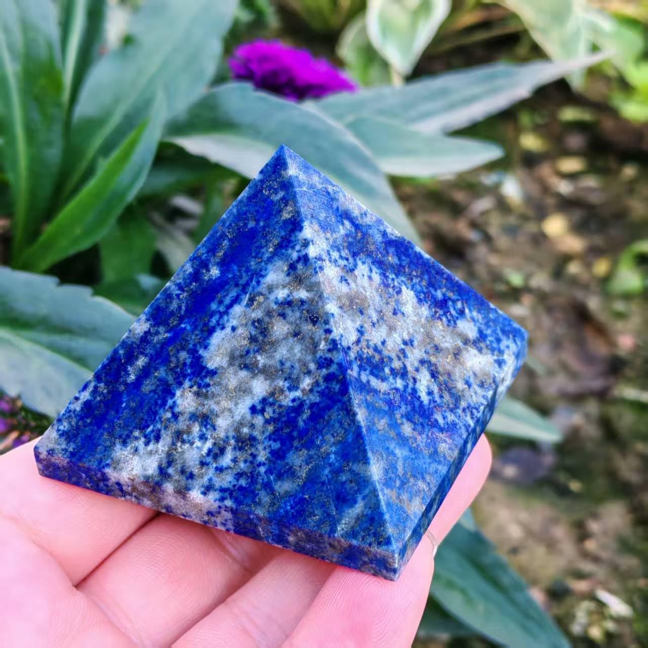 50mm Natural Lapis Lazuli Pyramid Crystal Quartz Healing Stone Ornaments 1pc