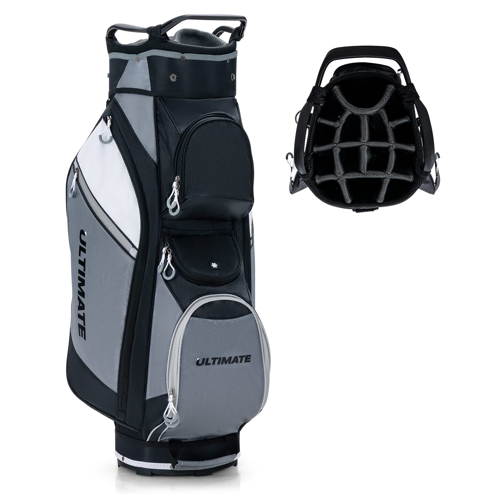 COSTWAY Bolsa Golf con 14 Palos, Bolsa Palos Golf Portátil y Ligera de 2kg, Impermeable, 11 Bolsillos con Cremallera, Capucha para la Lluvia, Cart Bag Unisex Adulto