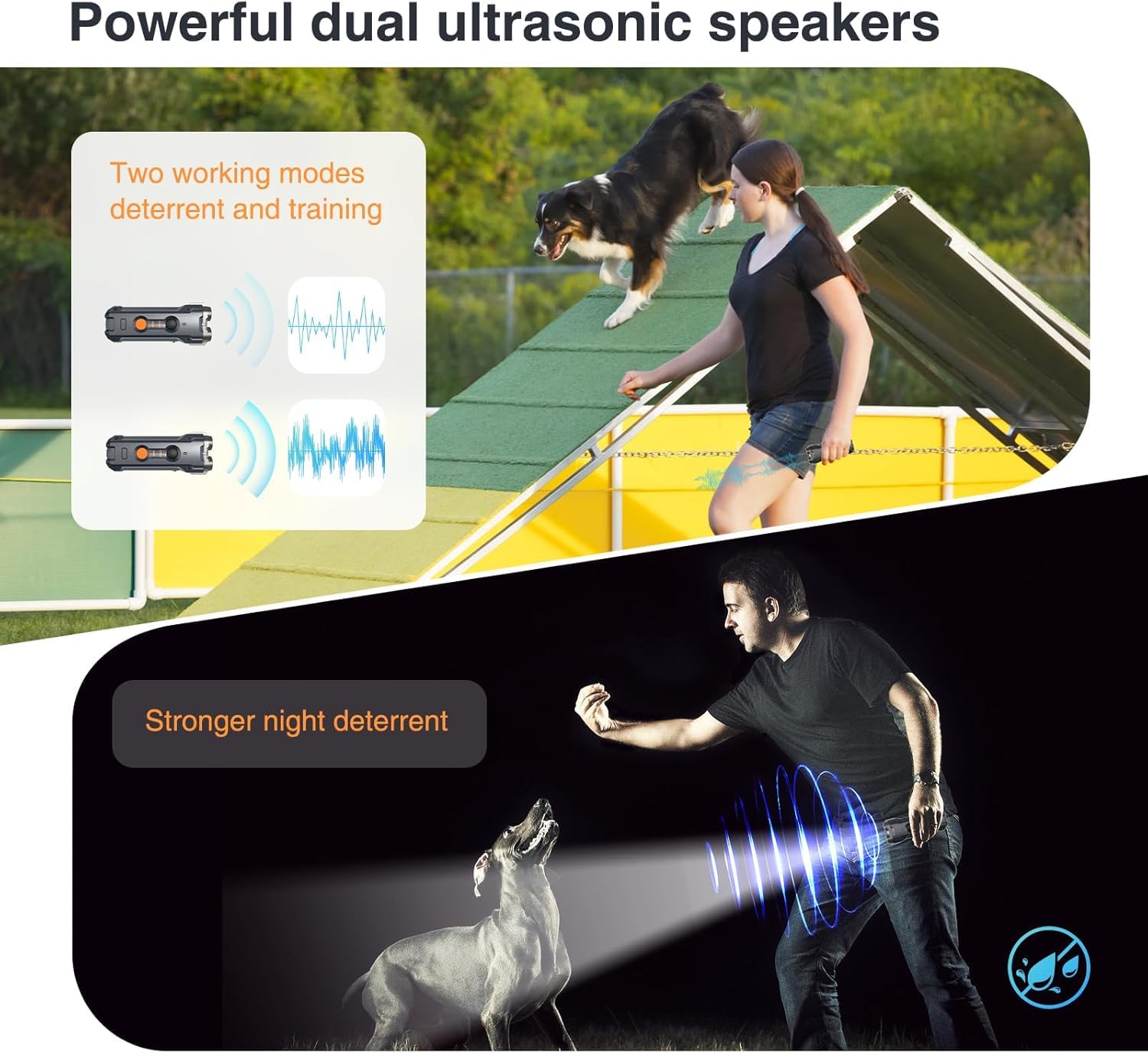 Antibell für Hunde, Ultraschall Anti Bell Gerät ​Bellenstopper Hund, Ultraschall-Anti-Bellgerät Hundebellen-Abschreckmittel Hunderindenstopper für Kleine Große Hunde Innen Außenbereich Antibellrorange