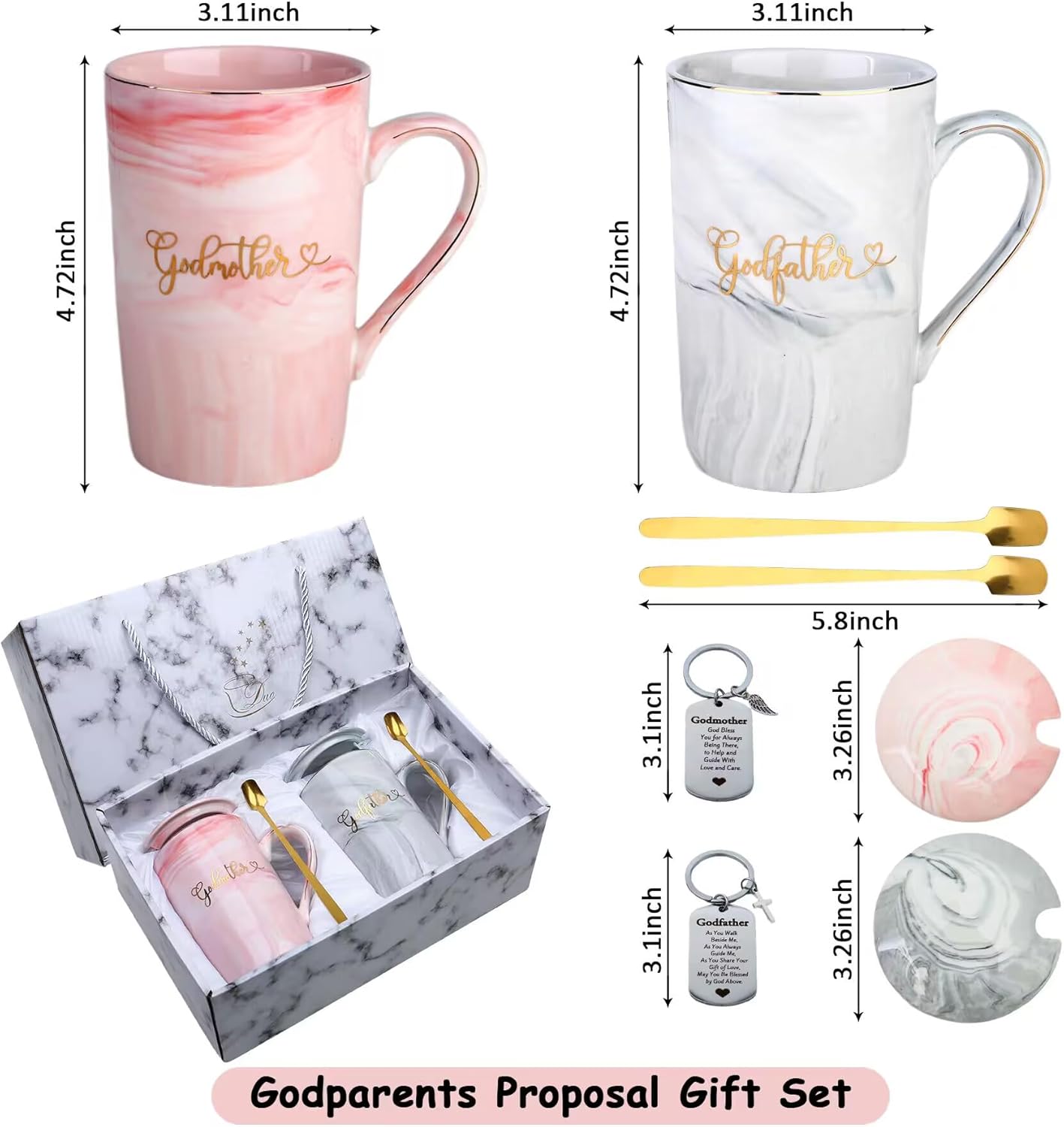 Godparents Proposal Gift - Godmother Godfather Mug Set, Baptism Gift for Godparent, God Parents Presents From Godchild, Novelty Coffee Mugs - Image 2