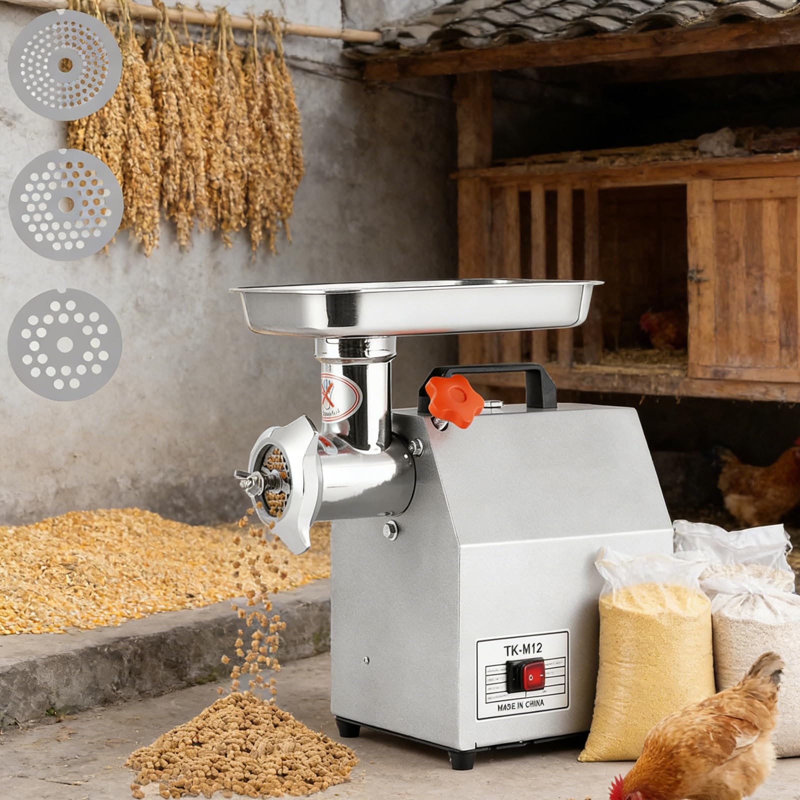 TYH Macchina per Pellet di Mangime Elettrico Commerciale per Animali, Mulino per Mangime per Animali Domestici, Mangime per Gatti, Cani E Uccelli con 3 Mm/5 Mm/7 Mm, Mangime per Gatti