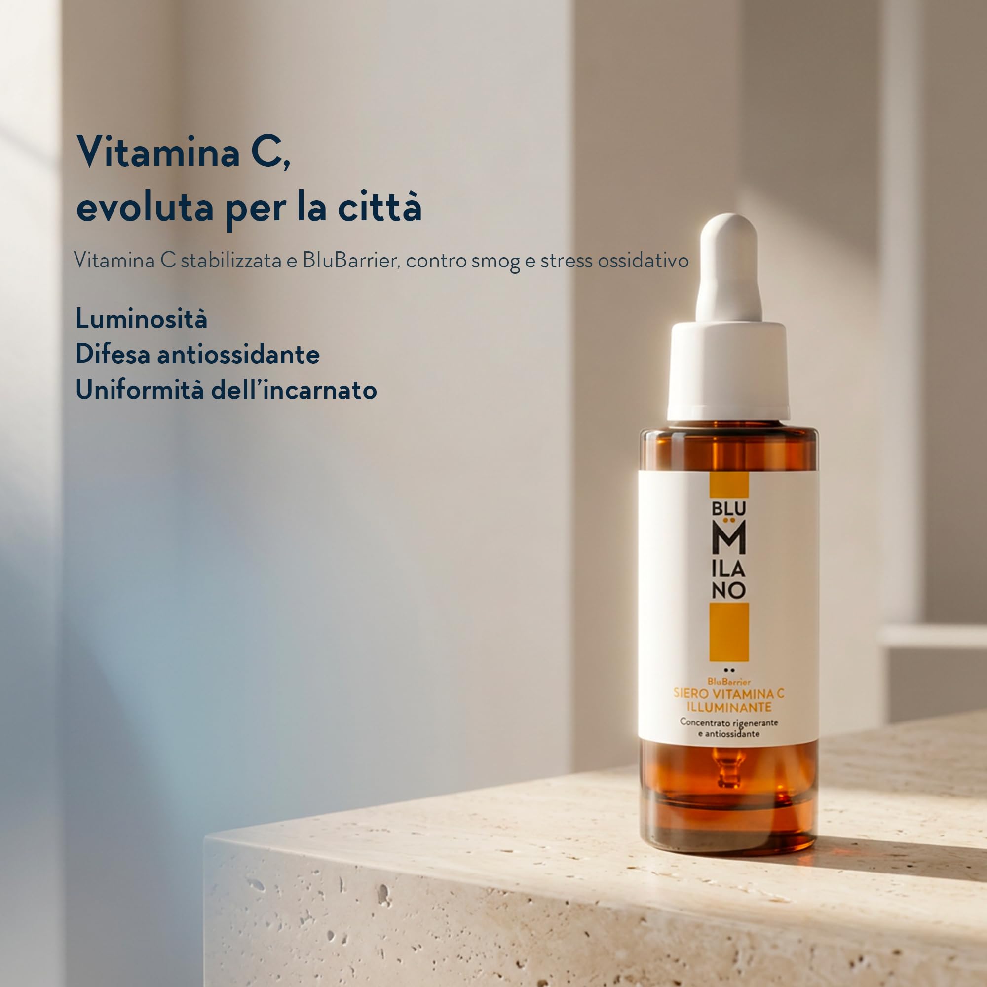 BluMilano Siero Vitamina C Viso Illuminante e Rigenerante 30 ml – Antiossidante Anti-Age con BluBarrier – Protezione dallo Stress Ossidativo – 95% Origine Naturale e Biologica– Made in Italy