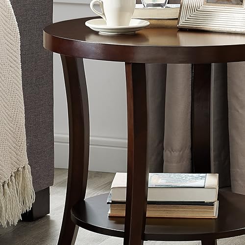 Miniatura 4 de Perth Contemporary Oval Shelf End Table, Espresso