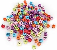 Vista 2 de Más de 200 dijes acrílicos del zodiaco con forma de cubo negro colorido de 0.276 x 0.276 in, cuentas sueltas de plástico mixto para hacer joyas