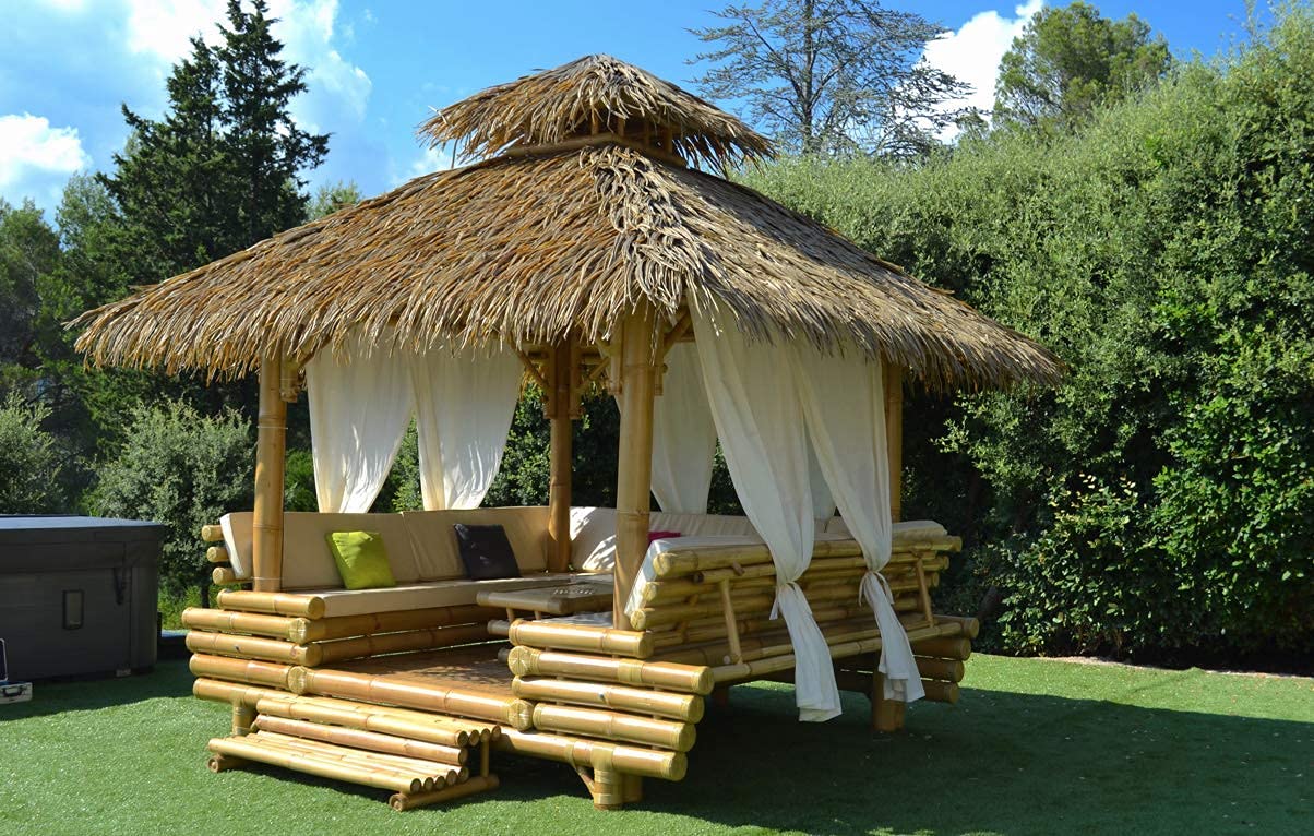 TOITURES Exotiques® Synthétiques by PALMEX- Tahiti Palm - 10 Feuilles De Palmier Artificiel Couvrant 1m2 - Revêtement Toiture Bois Durable - Décoration Exotique pour Abris Jardin, Cabanon, Tonnelle…