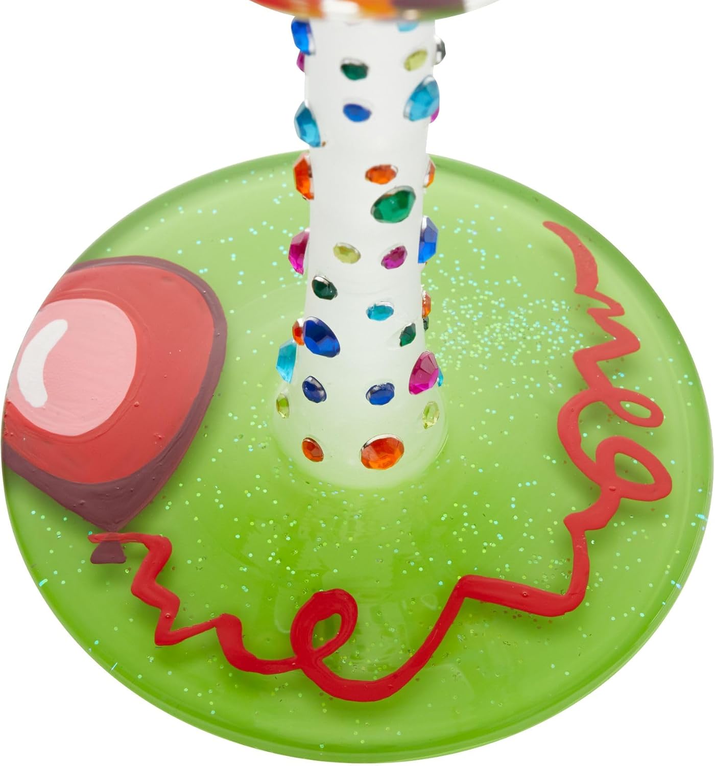 Enesco Designs by Lolita Happy Birthday Streamers Artisan Hand-Painted Wine Glass, 15 Ounce, Multicolor