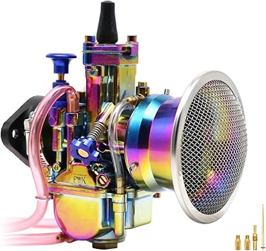 Colorful PWK 28mm Carburetor Carb Kit With Air Filter And Intake Manifold Universal Fit For 75cc to 125cc 2T 4T Engine Motorcycle Scooters Dirt Bike Motocross ATV Quad Off Road