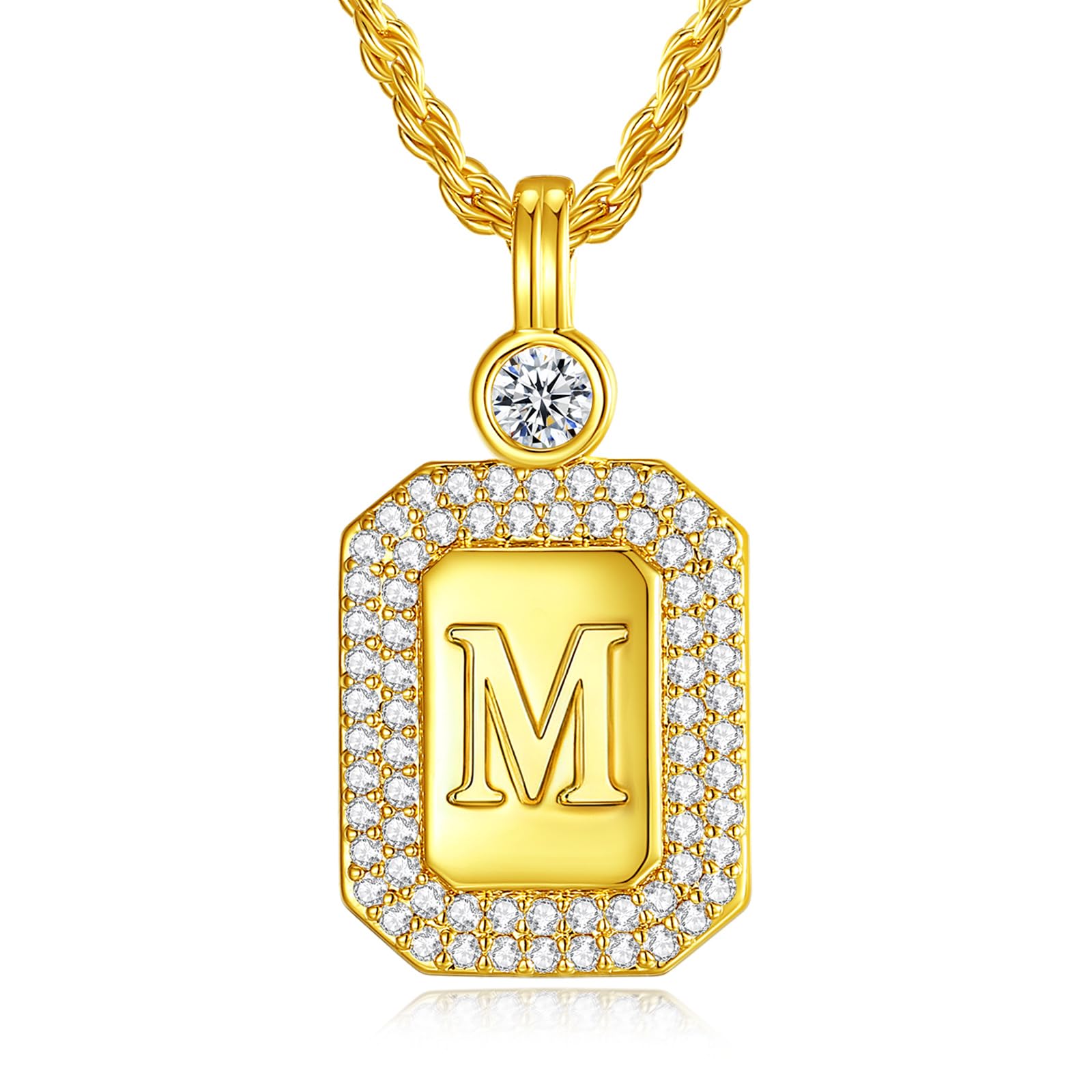 Gold Initial Necklace with Rope Chain