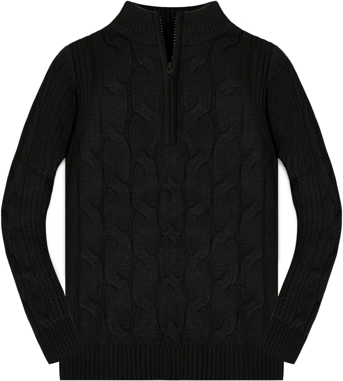 Boys 1/4 Zip Pullover Sweater Long Sleeve Solid Cable Knit Top Fall Winter Jumper 4-14Y
