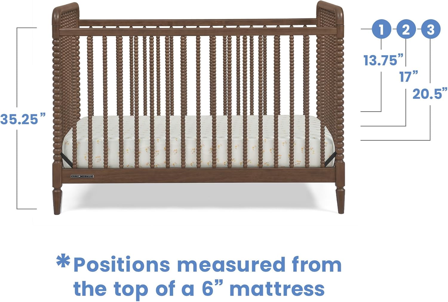 Delta Children Saint 4-in-1 Convertible Crib - Greenguard Gold Certified, Teak Brown