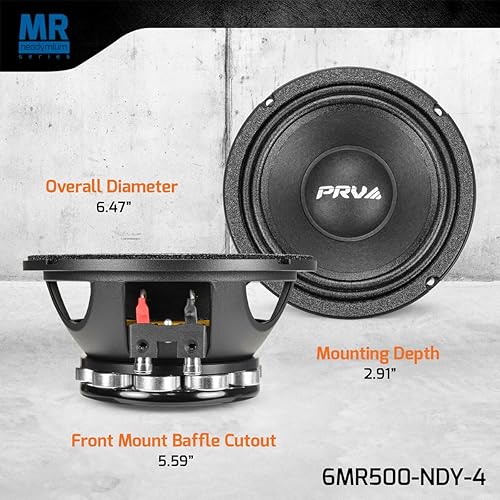 Miniatura 4 de PRV AUDIO Altavoz de rango medio de 6.5 pulgadas 6MR500-NDY-4 500 vatios imán de neodimio de 4 ohmios, altavoz de alta salida para audio de