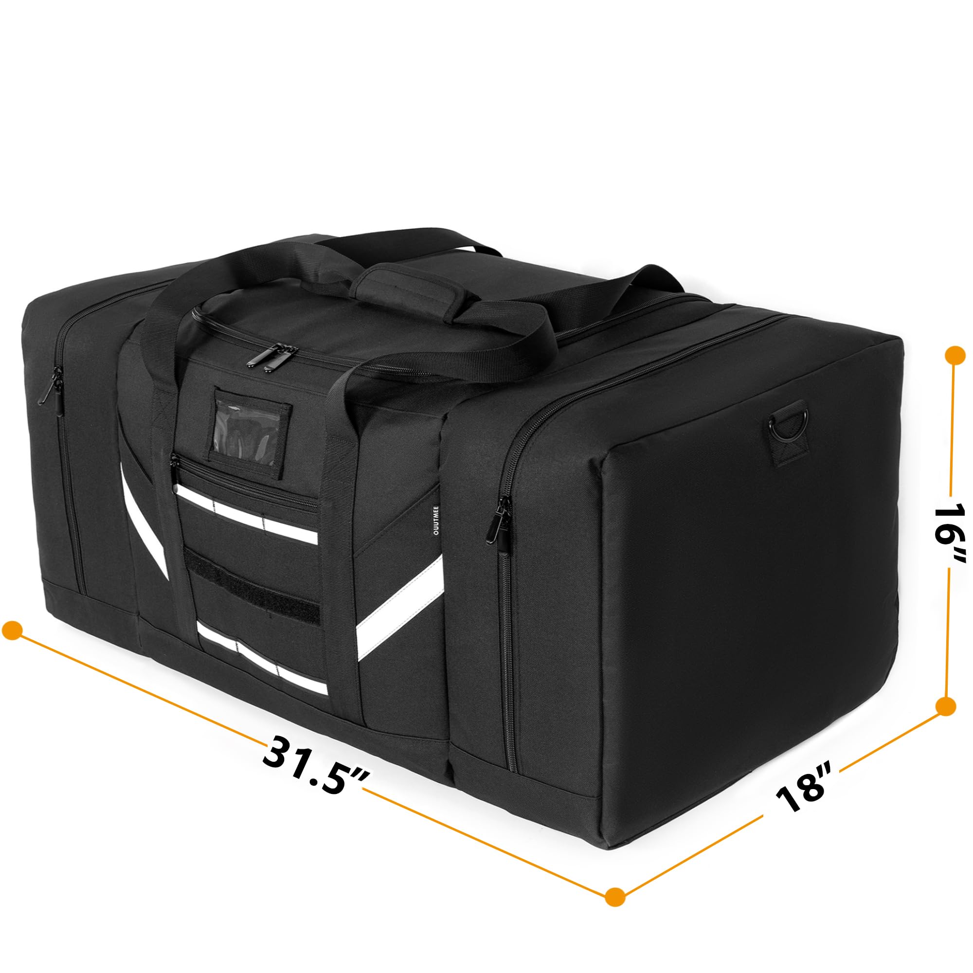 Bolsa de lona para bomberos, bolsa de equipo de bomberos de almacenamiento grande con correa para el hombro, Negro - 5