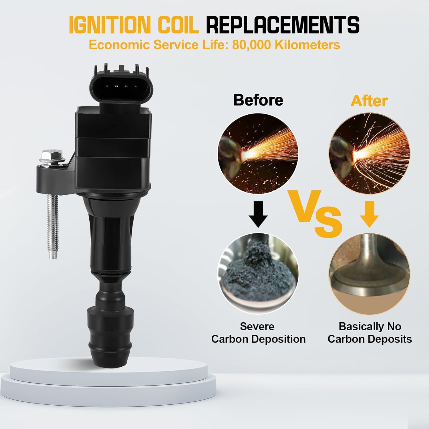 QYL Pack 4 Ignition Coil UF491 Compatible with Chevrolet Chevy GMC Pontiac Saturn Regal Verano Equinox Terrain LaCrosse Malibu HHR Cobalt G4 G5 G6 Solstice 2.0L 2.2L 2.4 for UF645 D522C C1552 12638824