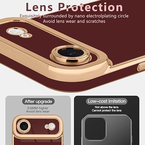 Miniatura 10 de Lafunda Diseñada para iPhone 13 Pro, fundas lujosas con chapado lindo para mujeres y niñas, elegante borde dorado, a prueba de golpes, TPU con funda