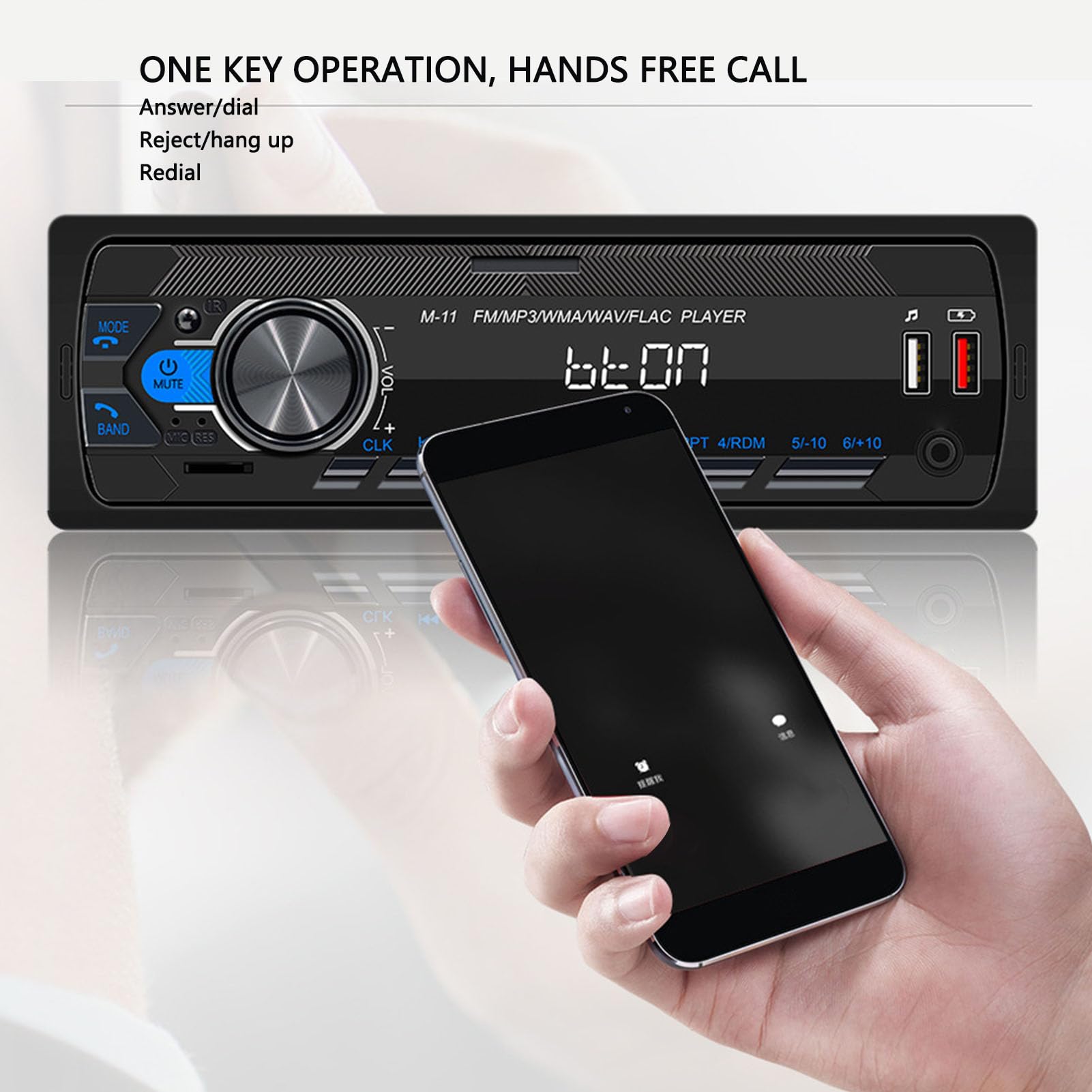 Autoradio Mit Bluetooth 5.0 & USB – 1-DIN, MP3/WAV/FLAC Unterstützung, Mit Fernbedienung