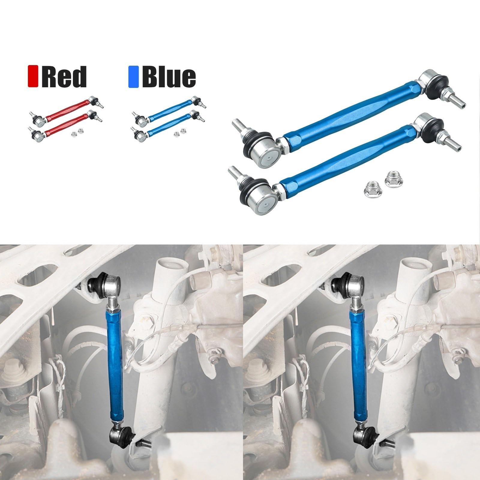 Stabilizator przedni lewy prawy Pasuje do BMW E46 1999-2006 Z4 E85 E86 2003-2008 Zastępuje 31356780847 31351095694 Regulowany przedni łącznik stabilizatora(Red)