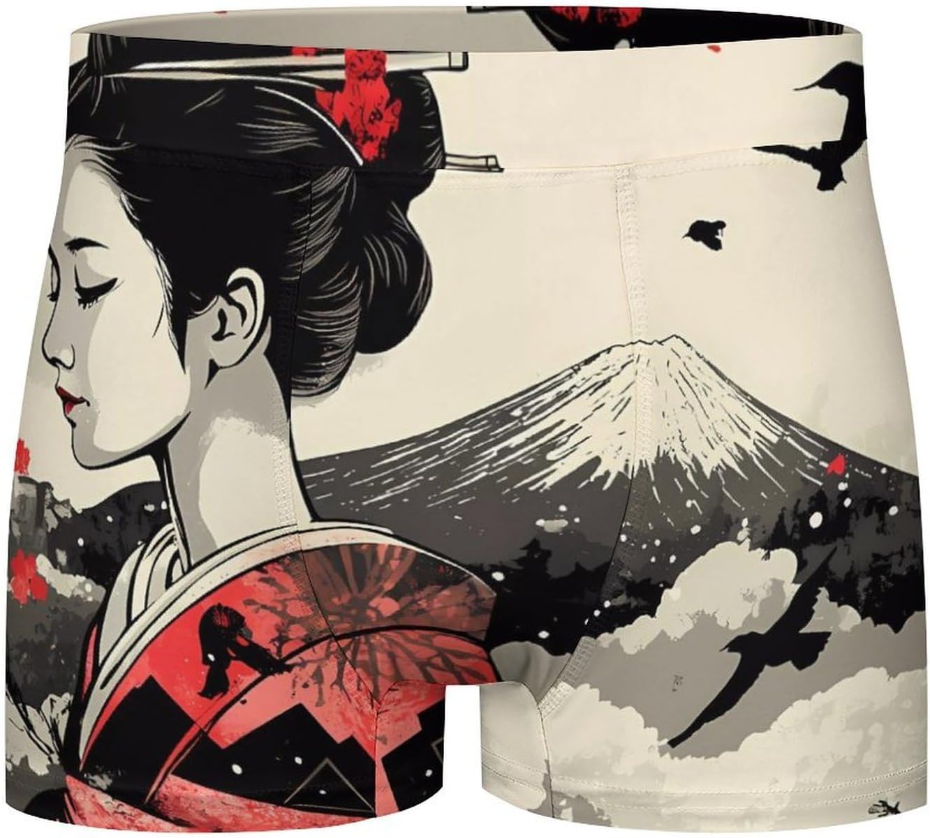 Japanese Geisha Mount Fuji Men's Underwear Boxers Briefs for Men Stretch Shorts