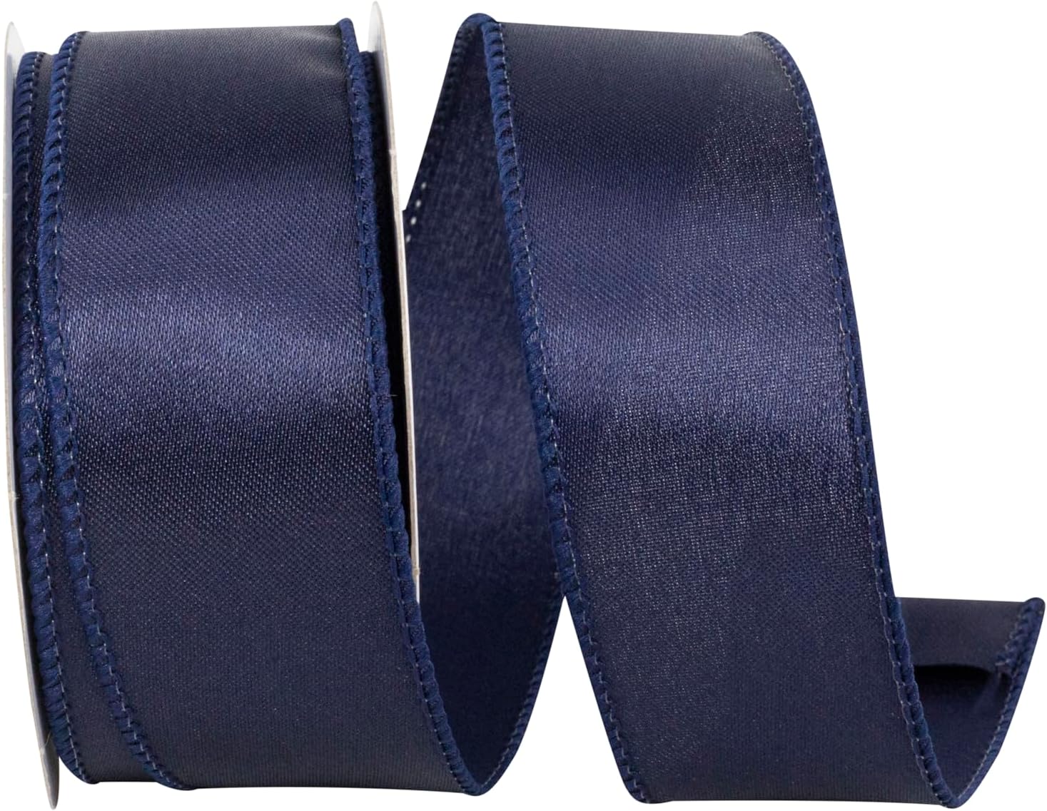 Reliant Ribbon 92575W-055-09F Satin Value Wired Edge Ribbon, 1-1/2 Inch X 10 Yards, Navy