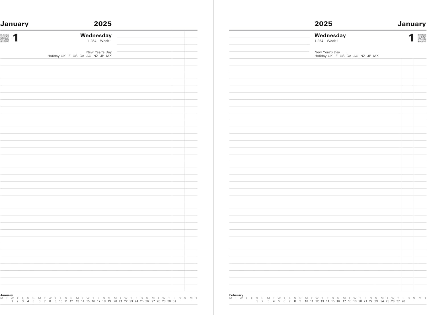 Letts of London Standard A4 two pages per day 2025 diary - red/black
