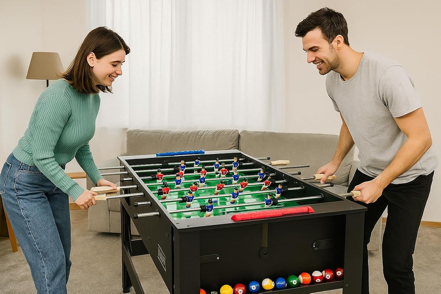 KICK Twain 48" 2-in-1 Multi-Game Table – Foosball & Billiards/Pool Table