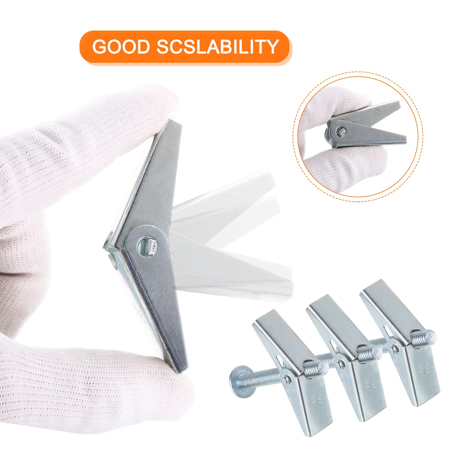 uxcell 20 tasselli a molla a levetta, 3/8 "x3" Ancoraggi a farfalla filettatura maschio caricato a molla a parete cava testa rotonda bullone a levetta