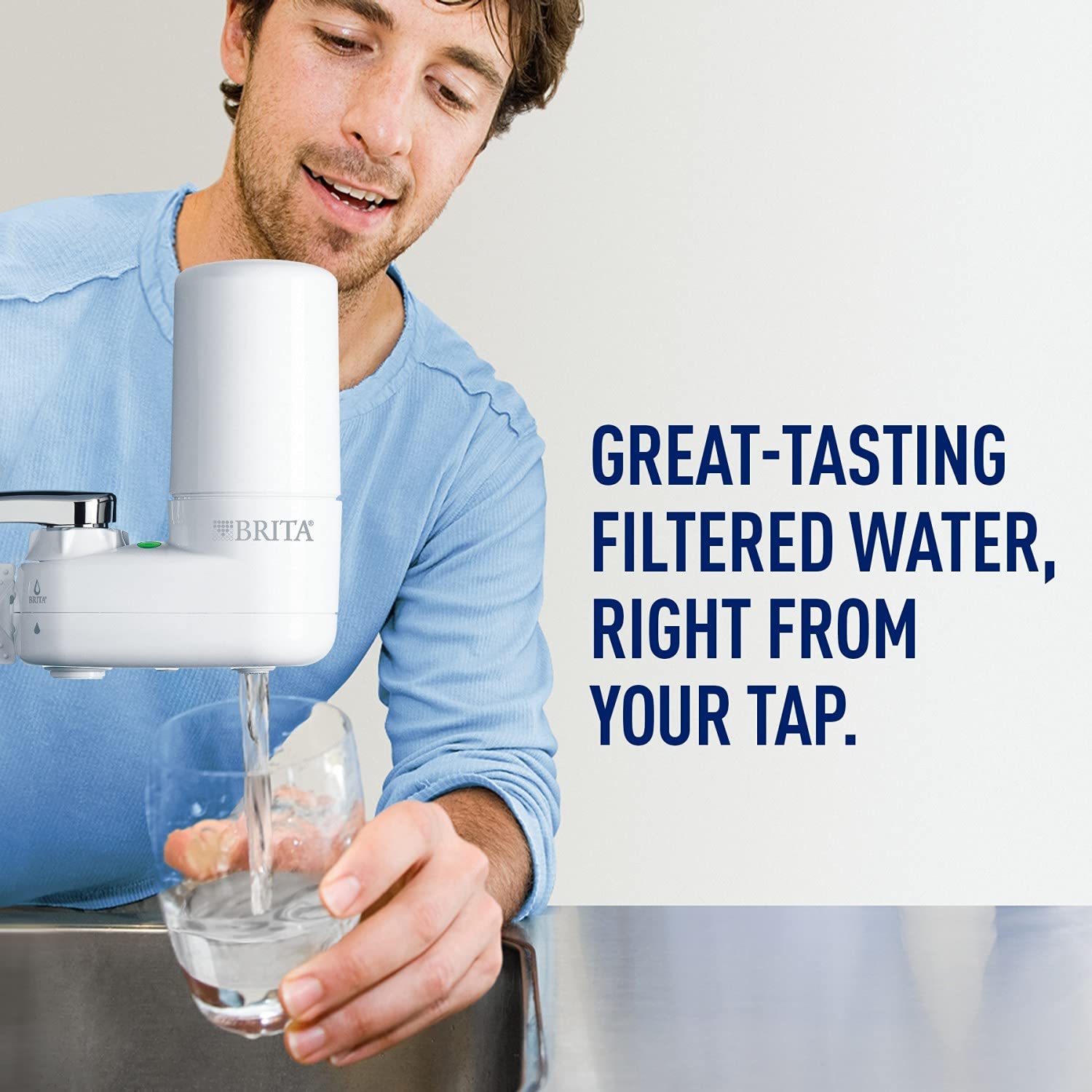 Brita Tap Water Filter System, Water Faucet Filtration System with Filter Change Reminder