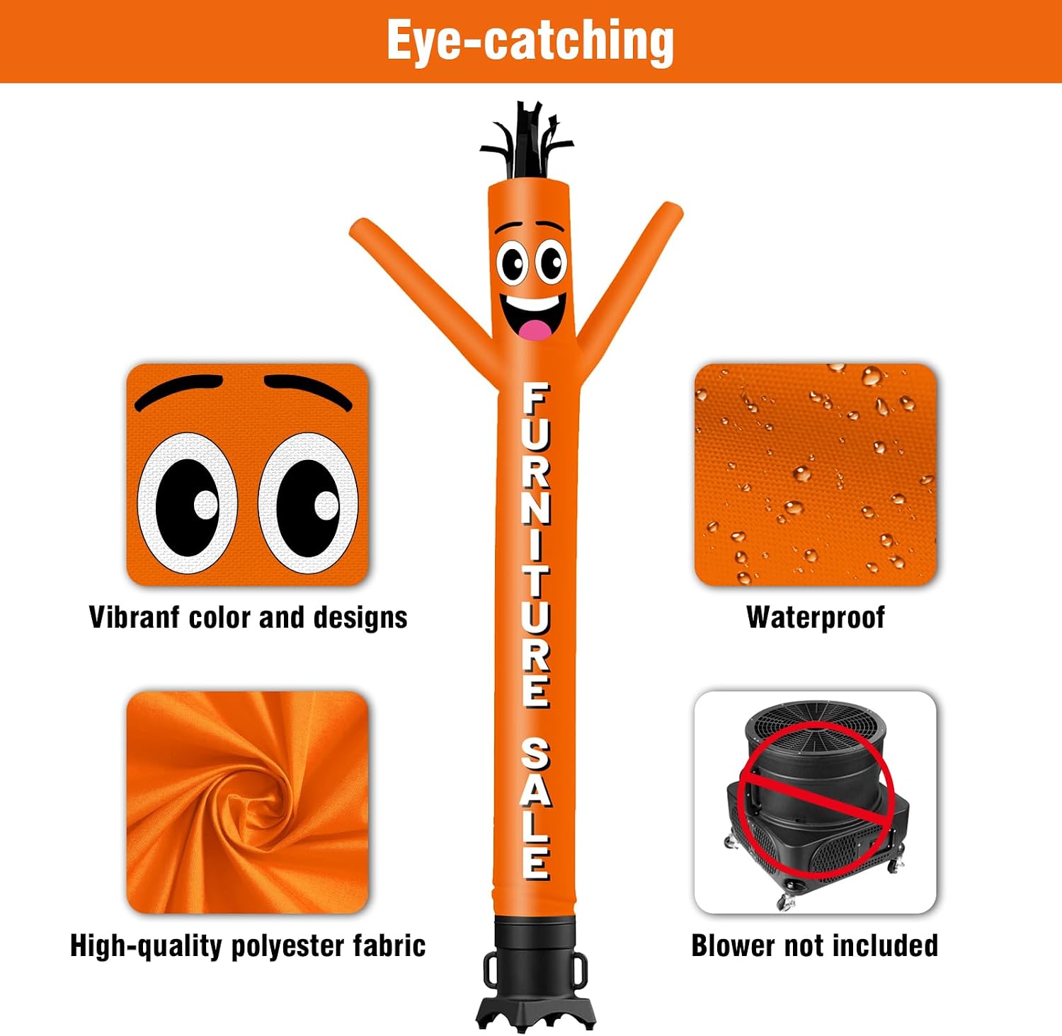 20FT Tall Inflatable Tube Man Furniture Sale Wacky Wavy Dancing Guy (18''Diameter) for Outdoor Decoration Advertising Business Promotion -Orange (Blower Not Included)