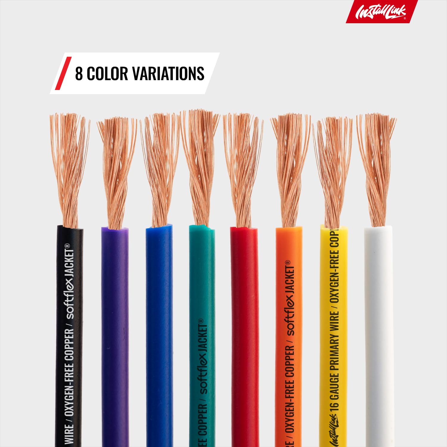 Install Link 16 AWG Gauge Remote Primary Wire, OFC Copper (18ft x 8pcs = 144 Feet Total)