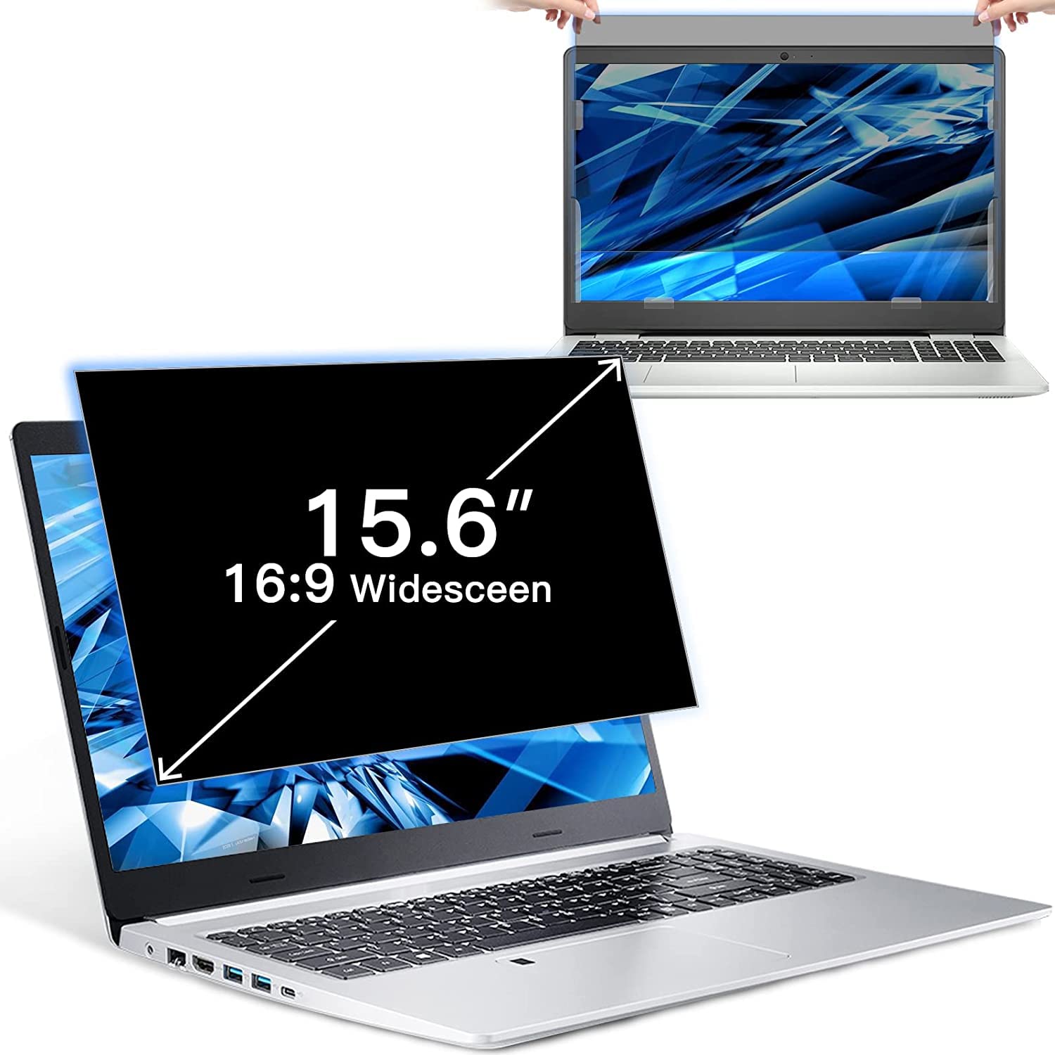 15.6 Inch Laptop Privacy Screen Filter Anti-Blue Light Screen Protector, Compatible with HP/Dell/Asus/Acer/Sony/Samsung/Lenovo/Toshiba,16:9 Removable Aspect Ratio Screen Filter Laptop Privacy
