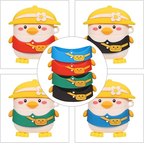 Miniatura 3 de Funda de silicona suave compatible con Apple AirPods 1 y 2, 3D de dibujos animados, a prueba de golpes, funda protectora para auriculares (blanco)