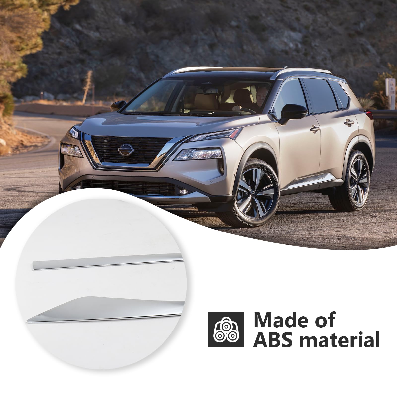 Modanatura laterale cromata per carrozzeria esterna compatibile con Nissan Rogue 2021 2022 2023 2024 2025 ABS