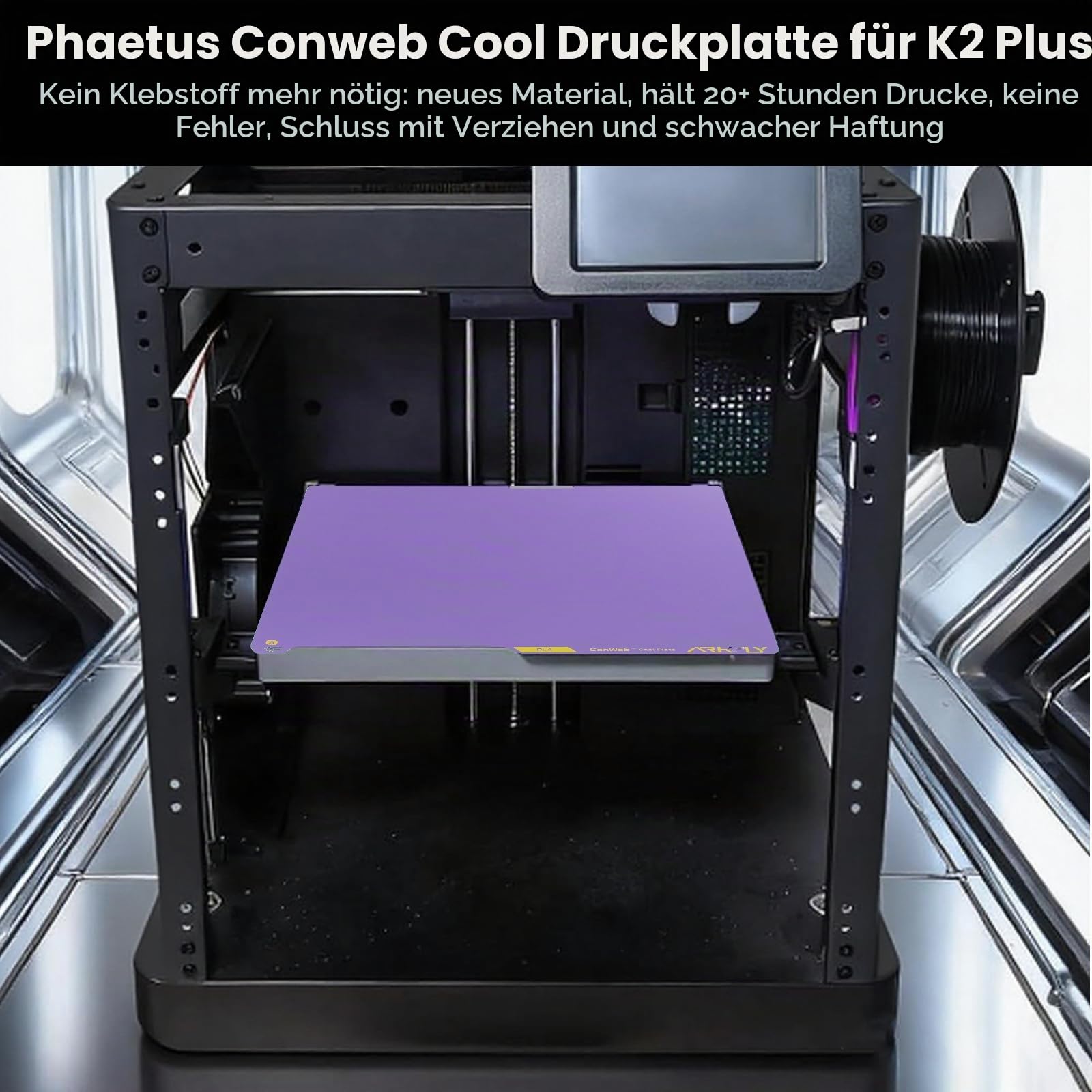 BCZAMD Bauplatte for K2 Plus: Upgraded K2P Conweb Cold Bed Dual Textured PEI Sheet Speziell für PLA Halten Sie Drucken 720H Energiesparen 42kwh - 370mm Lila