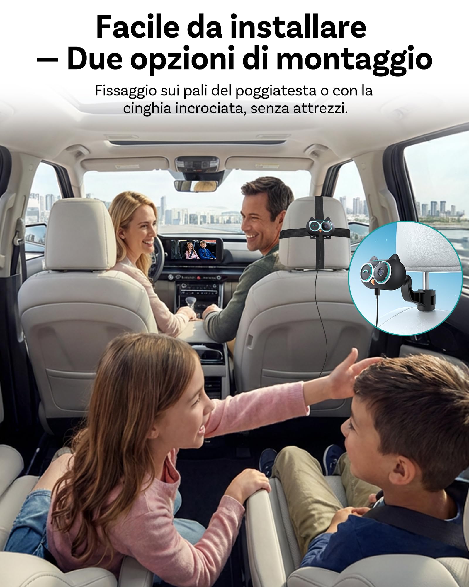 OTTOCAST Cabin Care, 2026 Adattatore Wireless CarPlay con Telecamera, Telecamera Auto per Bambini, Baby Monitor CarPlay su Schermo Originale, Split Screen & PiP, Visione Notturna 1080P, Plug & Play