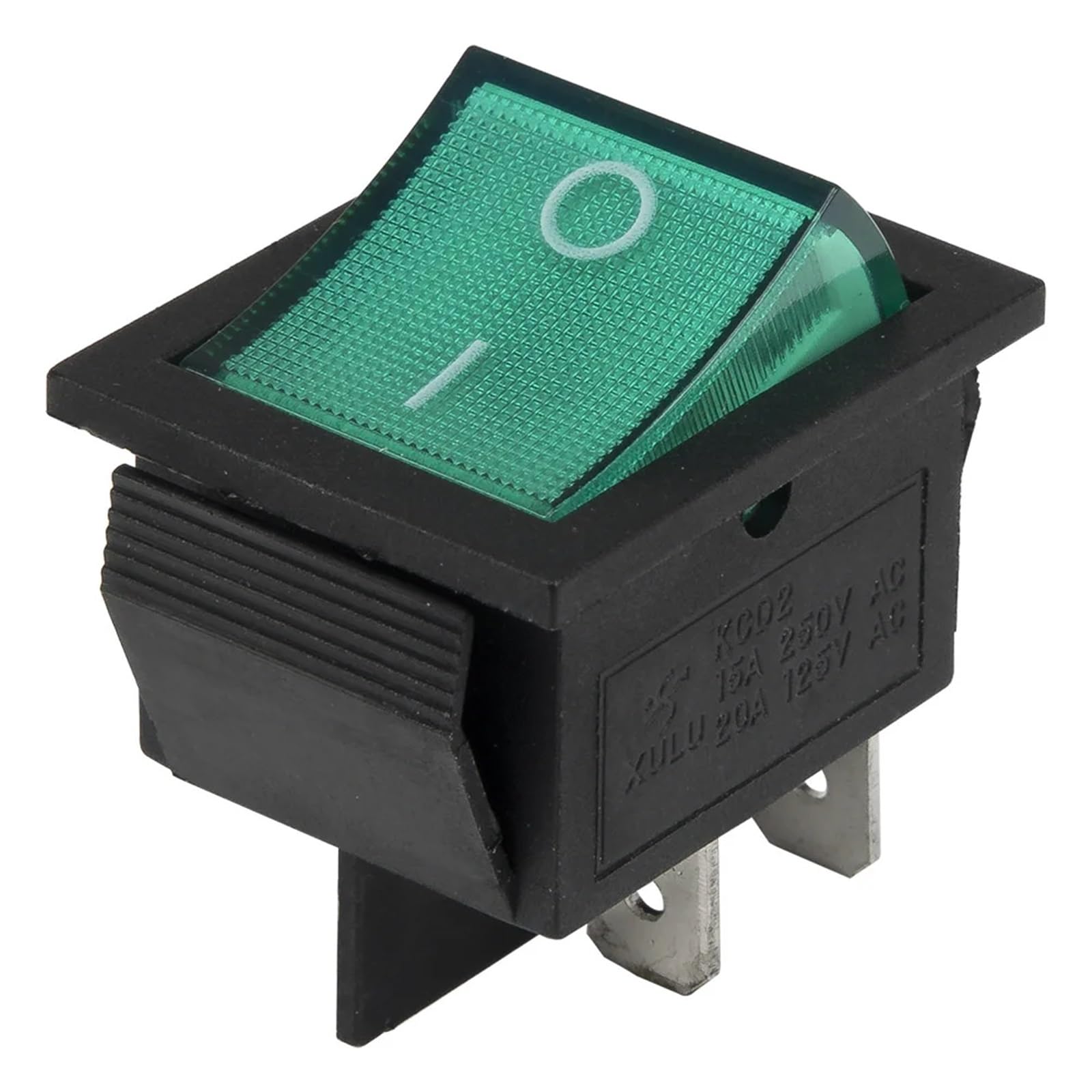 Interrupteur à bascule bateau KCD7-201N 4 broches 220V vert | Lot de 50