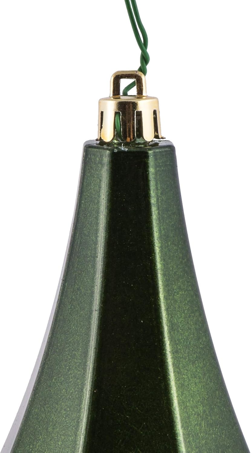 Vickerman 8" Candy Finish Diamond Finial Ornament, Shatterproof Plastic, Holiday Christmas Tree Decoration, 2 Pack, Moss Green