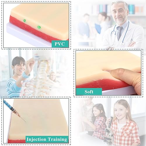 Miniatura 4 de RONTEN 1 almohadilla de entrenamiento de inyección de silicona para modelo de piel humana, kit de práctica de inyección con 2 venas incrustadas para
