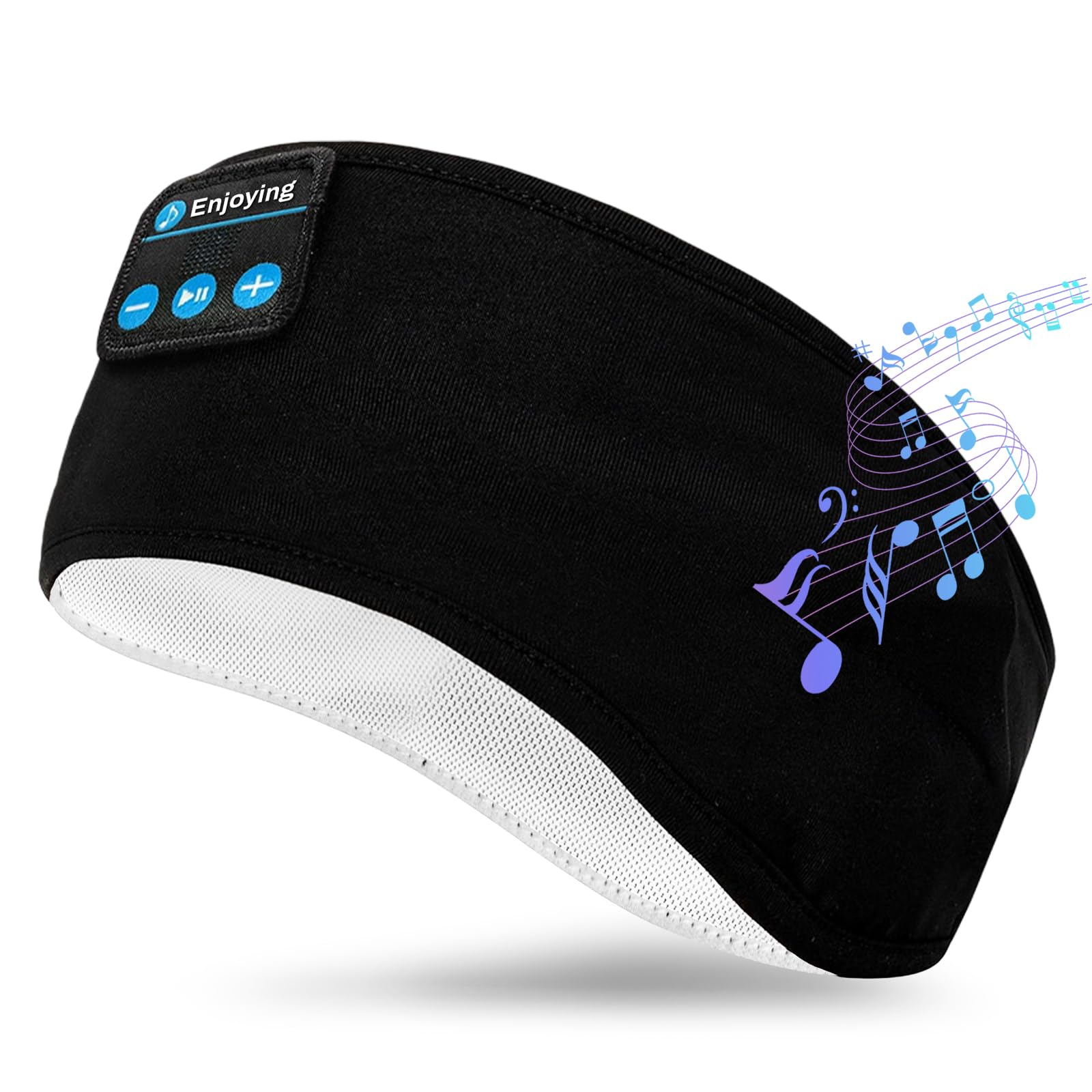 flintronic Auriculares para Dormir, Diadema Deportiva para Dormir 5.4, Antifaz para Dormir Auriculares Bluetooth, para Deportes, Musica, Correr, Viajar(Negro)