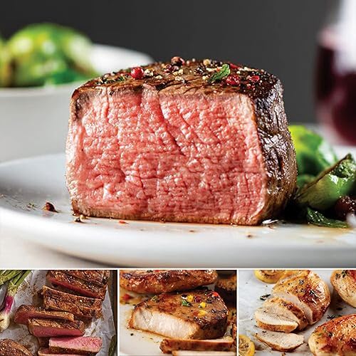 Omaha Steaks Paquete de proteínas populares (4 filet mignons, 4 tiras de Nueva York sin hueso, 4 chuletas de cerdo polinesias, 4 pechugas de pollo