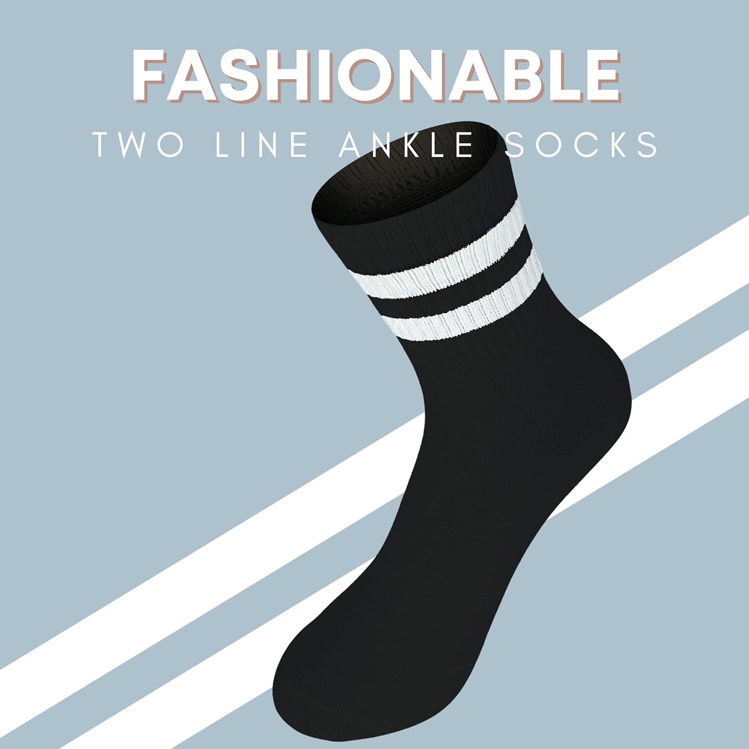 Cotton Stripe Ankle Thin Socks Women & Men 6 Pairs - Image 3