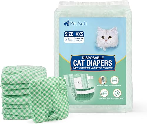 Pet Soft Disposable Cat Diapers - Female Dog Diapers for Cats & Dogs in Heat Period or Urine Incontinence, Doggie Diapers Ultra Absorbent Leak-Proof