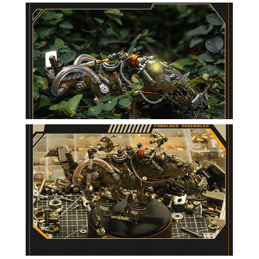 Zestaw 3D Metal Puzzle Mechaniczny Model Krokodyla, 547 Elementów DIY Puzzle Konstrukcyjne Zabawki Dorosłych