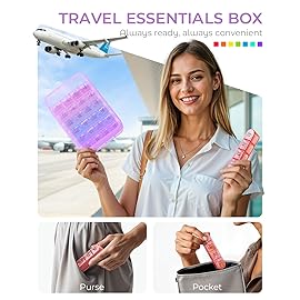 Odaro Weekly Pill Organizer 4 Times a Day, Daily Pill Box 7 Day, Large Travel Pill Case with 28 Compartment to Hold Medicine, Vitamin and Supplement - Purple Case