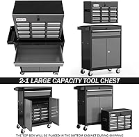 Vista 5 de Tool Chest 7-Drawer 40'' H Rolling Tool Chest with Wheels Detachable Top Metal Tool Box Garage Storage Cabinet for Repair Room,Warehouse